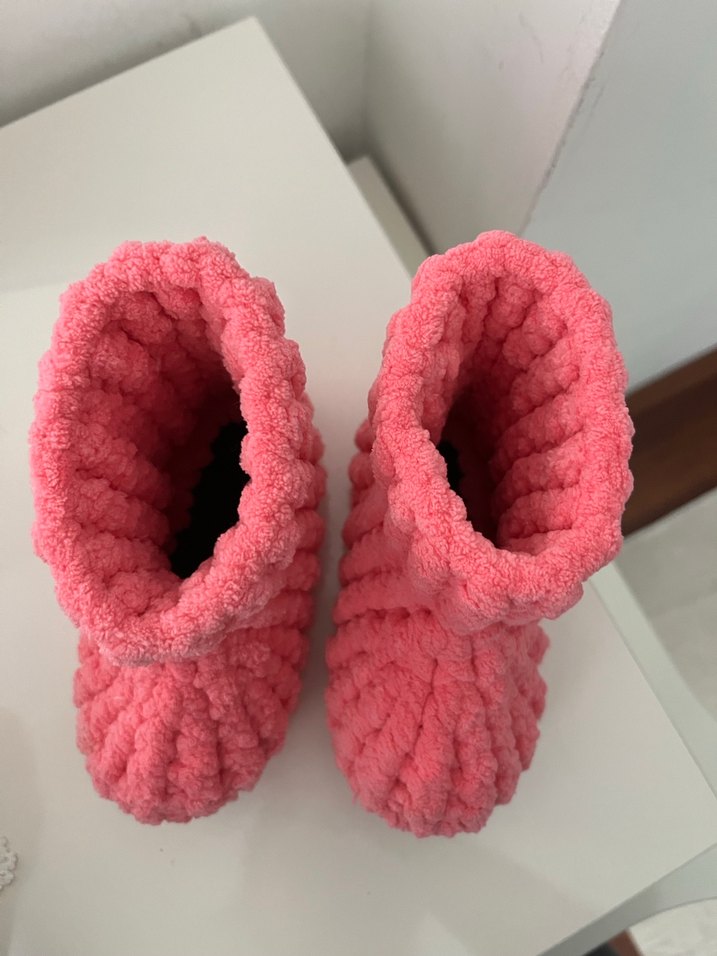 Kız Çocuk Pembe Örgü Sıcak Ev patiği - Görsel 3