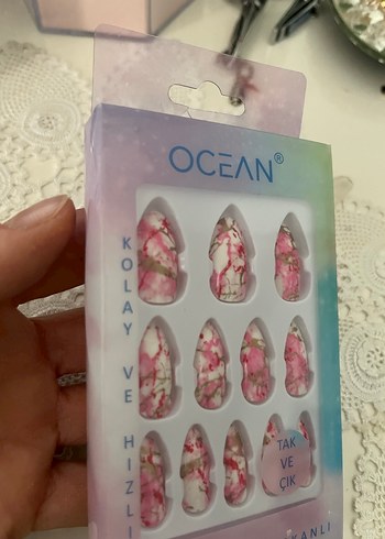 Ocean Kendinden Yapışkanlı Pembe Pastel Tırnak Süsleri - Görsel 3