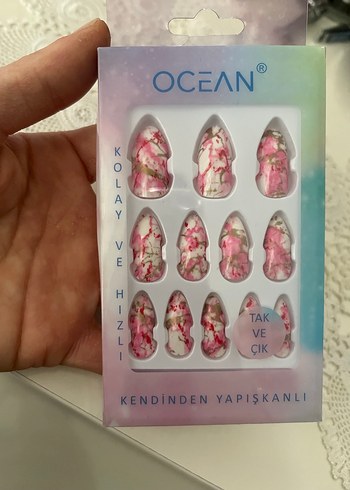 Ocean Kendinden Yapışkanlı Pembe Pastel Tırnak Süsleri - Görsel 2