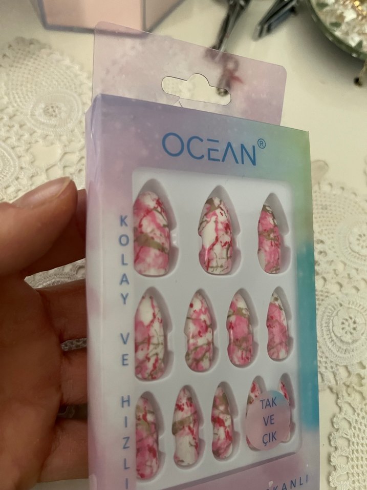 Ocean Kendinden Yapışkanlı Pembe Pastel Tırnak Süsleri - Görsel 3