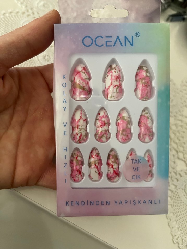 Ocean Kendinden Yapışkanlı Pembe Pastel Tırnak Süsleri - Görsel 2