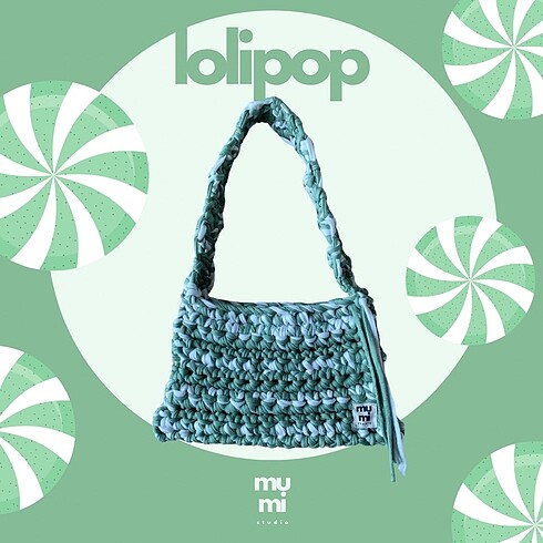 Lolipop Çağla Yeşili Kırçıllı Örgü Çanta