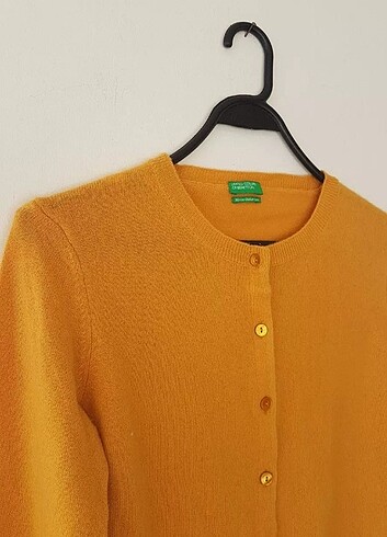 m Beden sarı Renk Benetton sarı renk düğmeli yün hırka