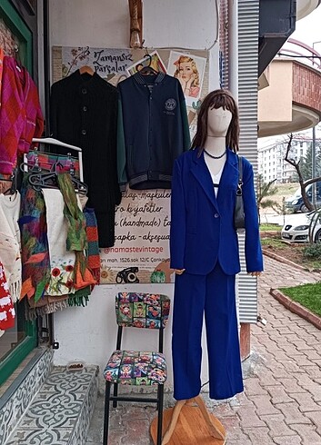 Asos Saks mavisi ceket ve pantolon takım 