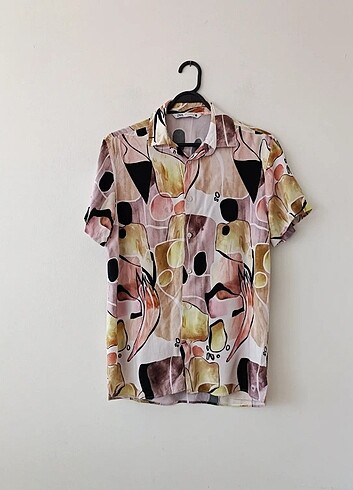 Zara marka geometrik desenli vintage gömlek 