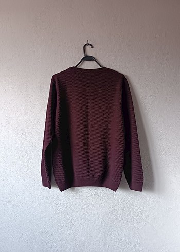 LCW Bordo V Yaka Örgü Dokulu Erkek Kazak - Görsel 2