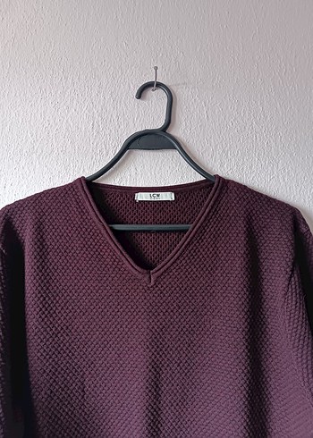 LCW Bordo V Yaka Örgü Dokulu Erkek Kazak - Görsel 6