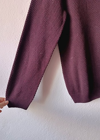 LCW Bordo V Yaka Örgü Dokulu Erkek Kazak - Görsel 4