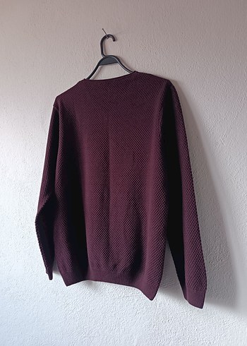 LCW Bordo V Yaka Örgü Dokulu Erkek Kazak - Görsel 8