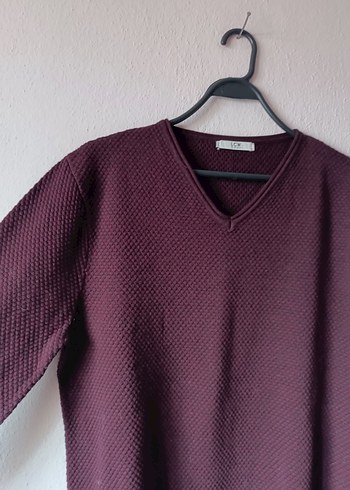 LCW Bordo V Yaka Örgü Dokulu Erkek Kazak - Görsel 5