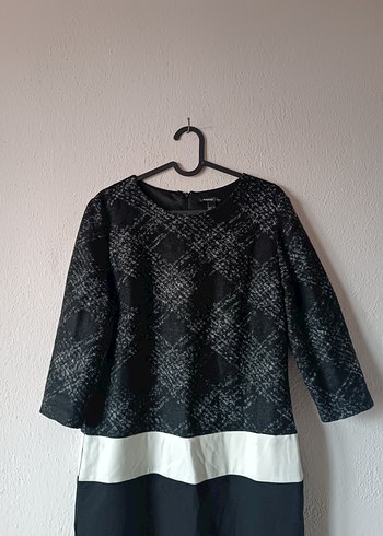 Mango Gri Siyah Midi Elbise - Görsel 3