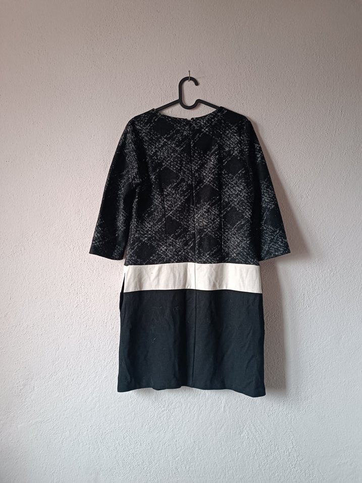 Mango Gri Siyah Midi Elbise - Görsel 2