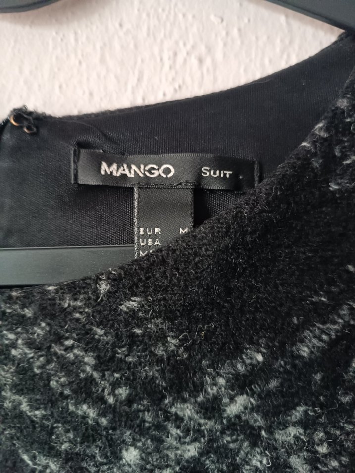 Mango Gri Siyah Midi Elbise - Görsel 4