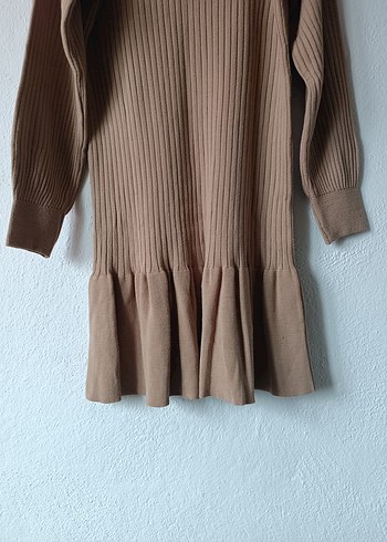 Bej Kadın Triko Midi Elbise - Görsel 8