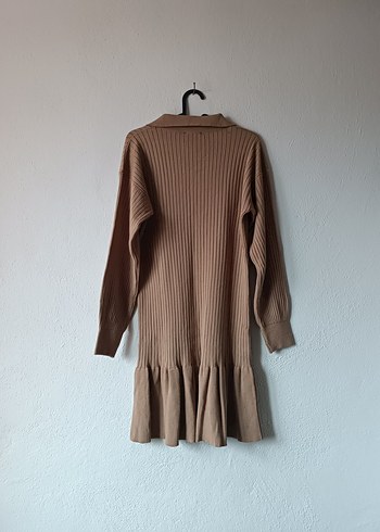 Bej Kadın Triko Midi Elbise - Görsel 2