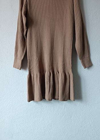 Bej Kadın Triko Midi Elbise - Görsel 4