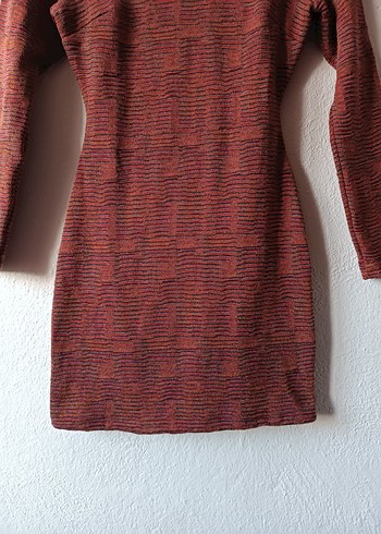 Die&More Kiremit renk Sırt dekolteli Dokuma Midi Elbise - Görsel 6