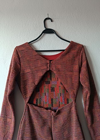 Die&More Kiremit renk Sırt dekolteli Dokuma Midi Elbise - Görsel 7