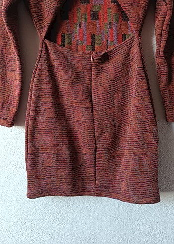 Die&More Kiremit renk Sırt dekolteli Dokuma Midi Elbise - Görsel 9