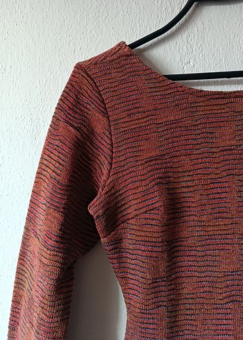 Die&More Kiremit renk Sırt dekolteli Dokuma Midi Elbise - Görsel 5