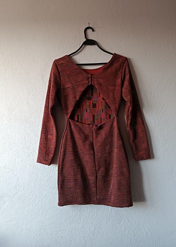 Die&More Kiremit renk Sırt dekolteli Dokuma Midi Elbise - Görsel 4