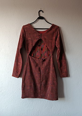 Die&More Kiremit renk Sırt dekolteli Dokuma Midi Elbise - Görsel 10