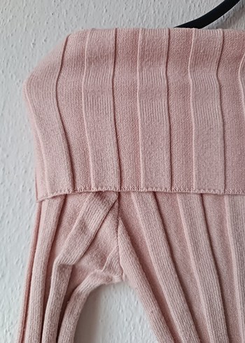 Zara pembe Mini Kayık Yaka Triko Kazak - Görsel 4