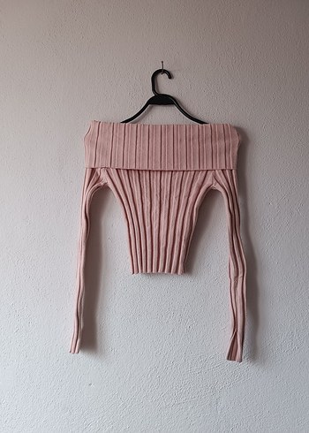 Zara pembe Mini Kayık Yaka Triko Kazak - Görsel 2