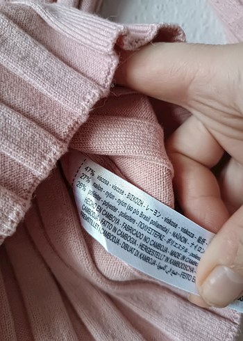Zara pembe Mini Kayık Yaka Triko Kazak - Görsel 8