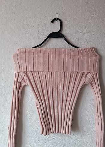 Zara pembe Mini Kayık Yaka Triko Kazak - Görsel 3