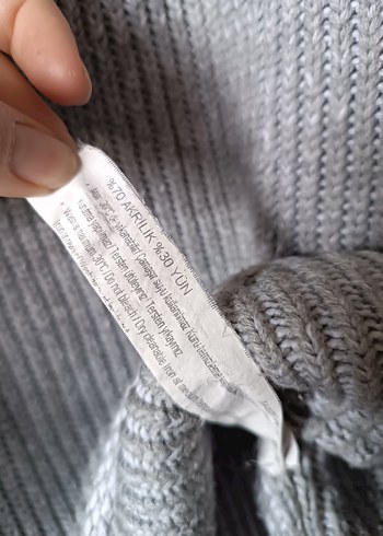 Gri Yüksek Yakalı Bağcıklı Vintage Erkek Yün Kazak - Görsel 14