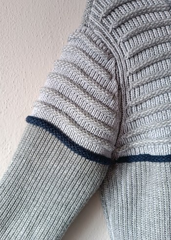 Gri Yüksek Yakalı Bağcıklı Vintage Erkek Yün Kazak - Görsel 5