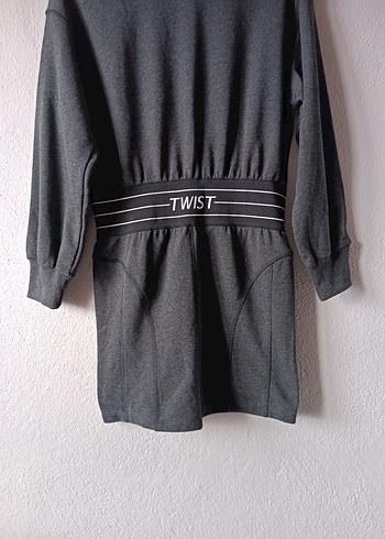 Twist marka antrasit Renk Mini Triko Elbise - Görsel 6