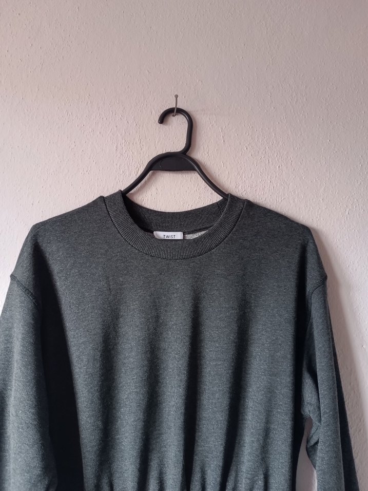 Twist marka antrasit Renk Mini Triko Elbise - Görsel 3