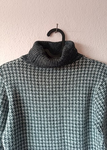 Kadın Gri Balıkçı Yaka Kısa Kollu Triko Elbise - Görsel 8