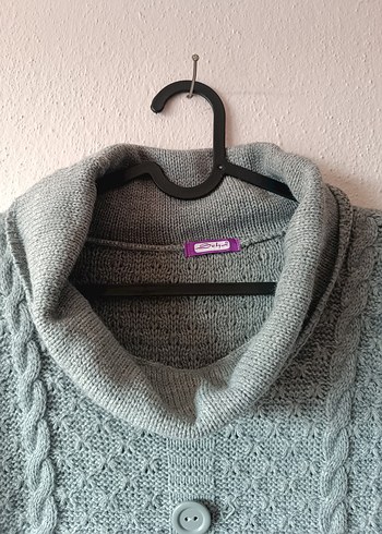 Boğazlı Yaka Kısa Kollu Gri Triko Elbise - Görsel 5