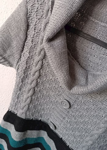 Boğazlı Yaka Kısa Kollu Gri Triko Elbise - Görsel 12