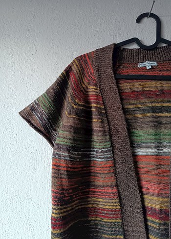 LCW Kahverengi desenli Bohem Örgü Hırka - Görsel 4