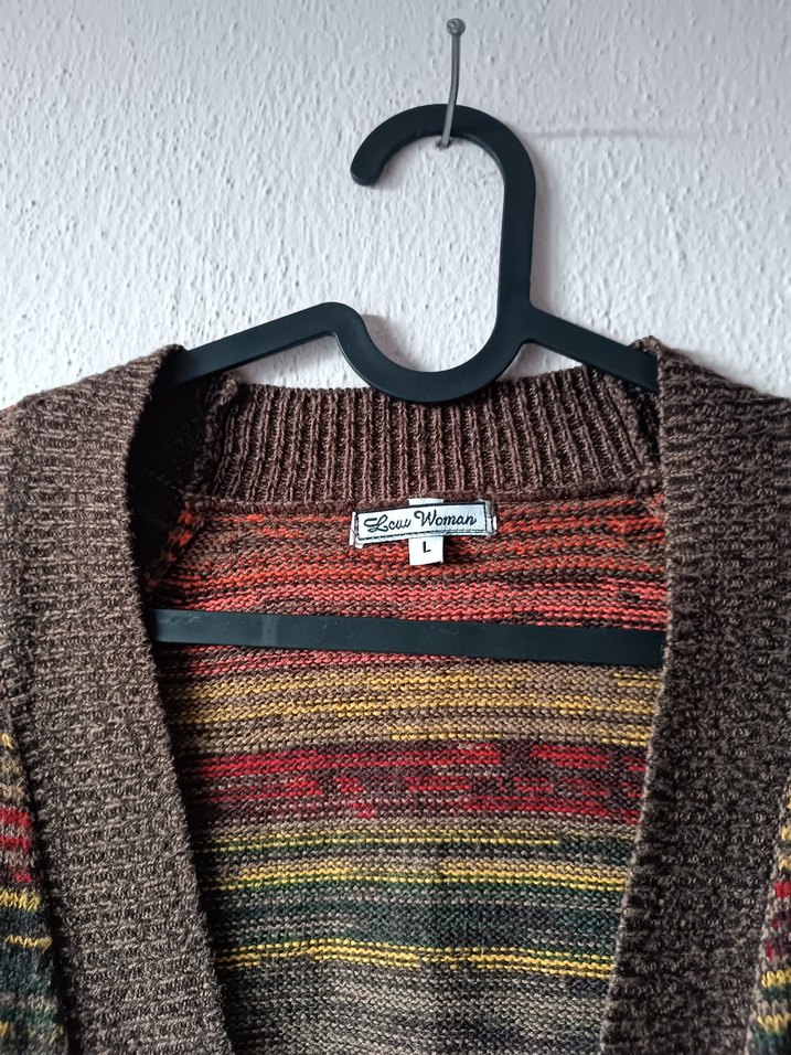 LCW Kahverengi desenli Bohem Örgü Hırka - Görsel 5