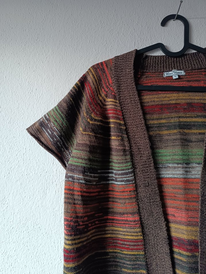 LCW Kahverengi desenli Bohem Örgü Hırka - Görsel 4