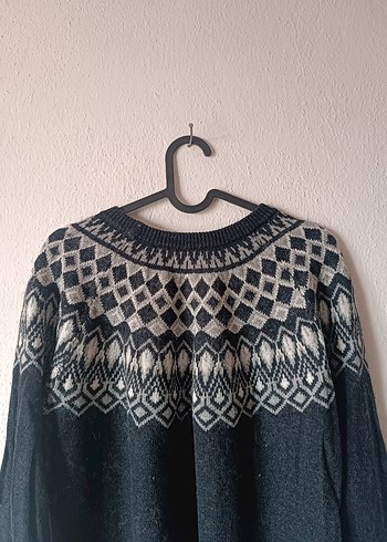 Logg marka Gri Desenli Örgü Yün Kazak - Görsel 7