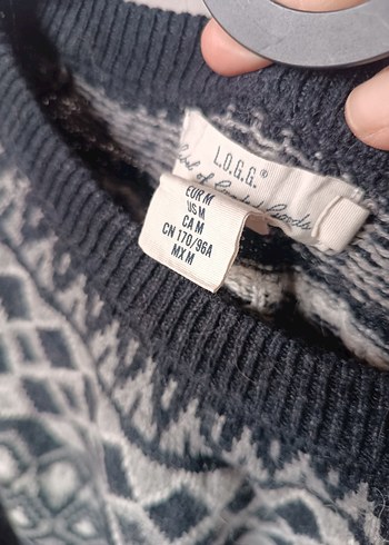 Logg marka Gri Desenli Örgü Yün Kazak - Görsel 4