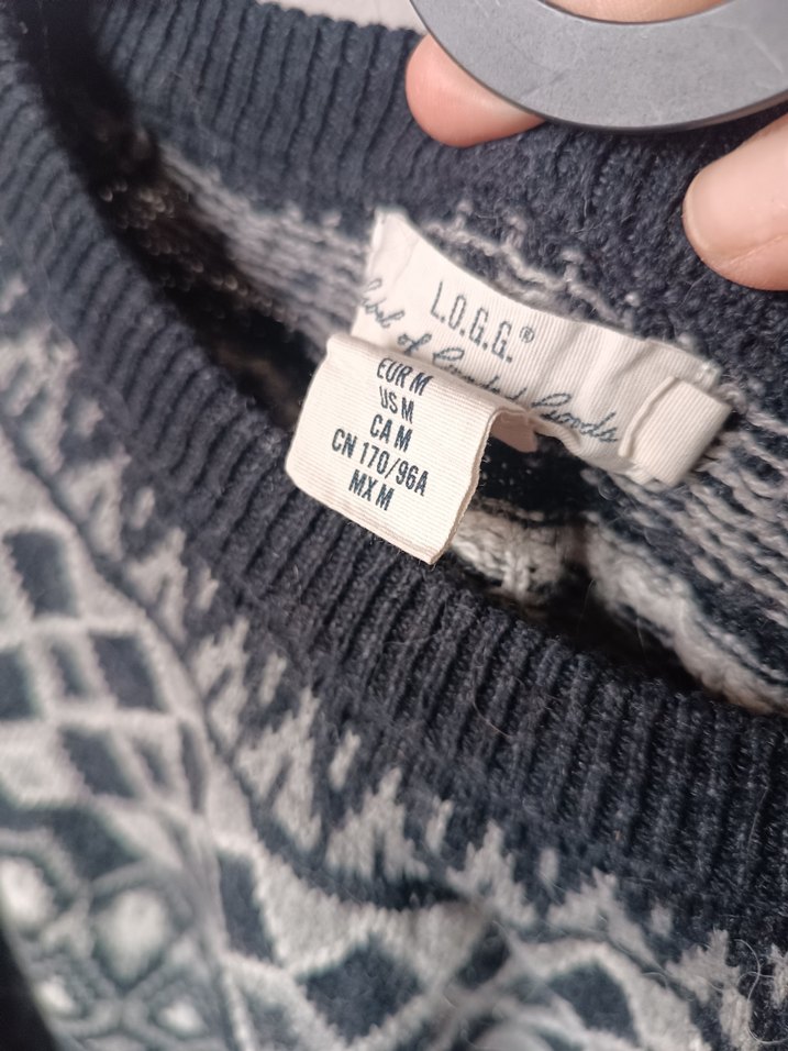 Logg marka Gri Desenli Örgü Yün Kazak - Görsel 4