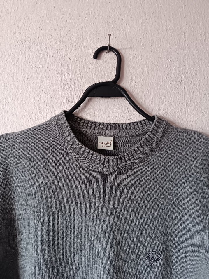 Tweeny Brothers Gri Yün Erkek Kazak - Görsel 3