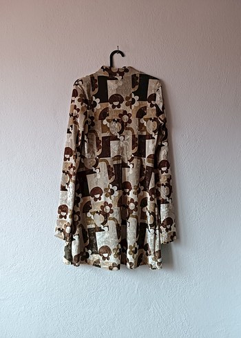 Bershka marka Uzun Kollu Desenli Kadife elbise - Görsel 2