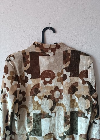 Bershka marka Uzun Kollu Desenli Kadife elbise - Görsel 11