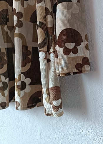 Bershka marka Uzun Kollu Desenli Kadife elbise - Görsel 12