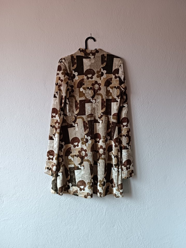 Bershka marka Uzun Kollu Desenli Kadife elbise - Görsel 2