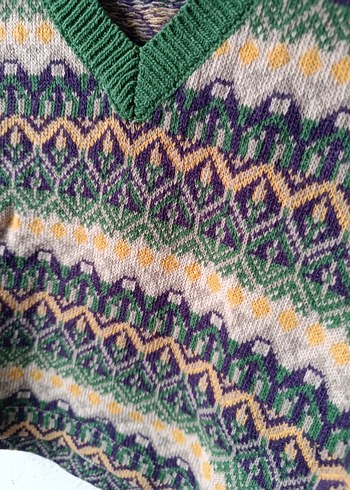 Dörtel marka yeşil renkli V Yaka Yün Süveter - Görsel 9