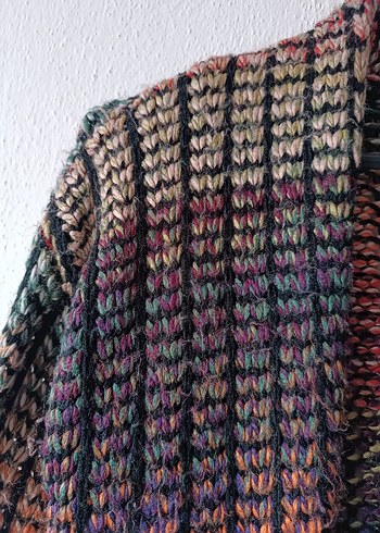 Kadın Uzun Renkli Batik Desenli Örgü Hırka - Görsel 11